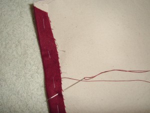 whip stitching the seam allowance