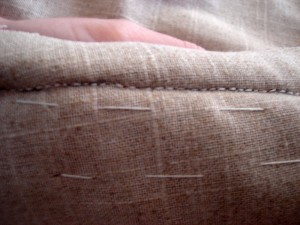 Sewing the bodice with the back stitch