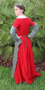 red wool hand sewn kirtle back
