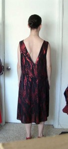 Deep V back red and black sequined 1920's inspired dress