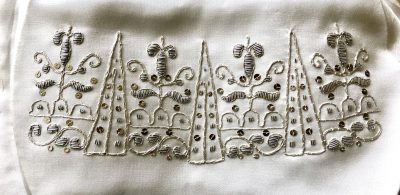Silver embroidered glove cuff