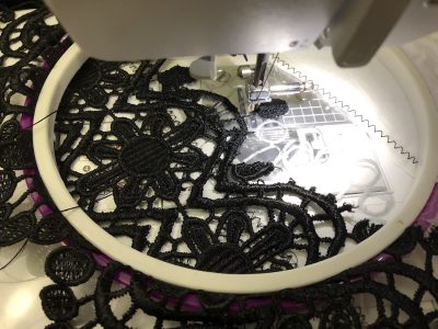 Section of black lace filled in