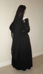 Black Venetian Gown back view
