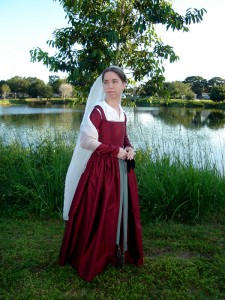 Wine Red Silk Kirtle Side Front