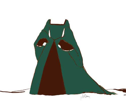 Green Tudor Gown Design Sketch