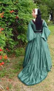 Green Silk Tudor Gown with Train