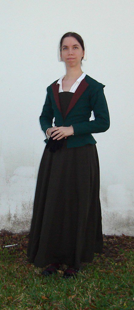 green wool elizabethan jacket front shot