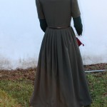Olive Wool Fitted Gown Back View