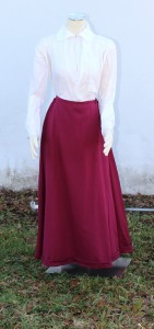 linen cotton blend shirt and cranberry wool petticoat