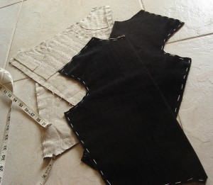 Black velvet jerkin pad-stitched interlining