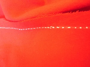 Sewing the skirt with a spaced back stitch