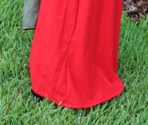 red wool hand sewn kirtle skirt gore
