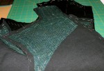Under side of the doublet back, more canvas and pad stitched wool.