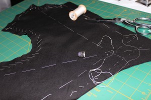 Doublet front basted and shaped.