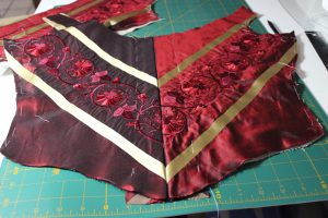 Red silk 18th century stays