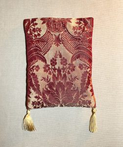 Red and Gold Damask Pouch with Gold Silk Tassels
